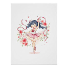 かわいい小さなバレリーナの女の子 ポスター
