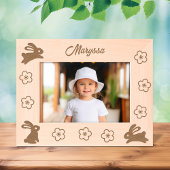 かわいい小さなバンニーと花7 x 5 レーザー彫刻フレーム