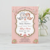 かわいい小さなバーディの赤ちゃんシャワーの招待 招待状 (スタンド正面)