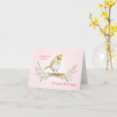 かわいい小さなバーディーはあなたの誕生日を私に言った カード (黄色い花)