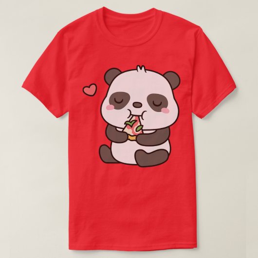 かわいい小さなパンダがピザを楽しむ Tシャツ (デザイン正面)
