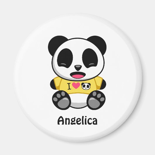 かわいい小さなパンダのオンホワイト マグネット (正面)