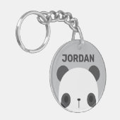 かわいい小さなパンダのクマパーソナライズされた名 キーホルダー (正面左)