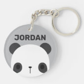 かわいい小さなパンダのクマパーソナライズされた名 キーホルダー (裏面)