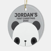 かわいい小さなパンダのクマパーソナライズされた名 セラミックオーナメント (左)