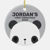 かわいい小さなパンダのクマパーソナライズされた名 セラミックオーナメント (裏面)