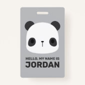 かわいい小さなパンダのクマパーソナライズされた名 バッジ (正面)