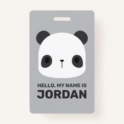 かわいい小さなパンダのクマパーソナライズされた名 バッジ (正面)