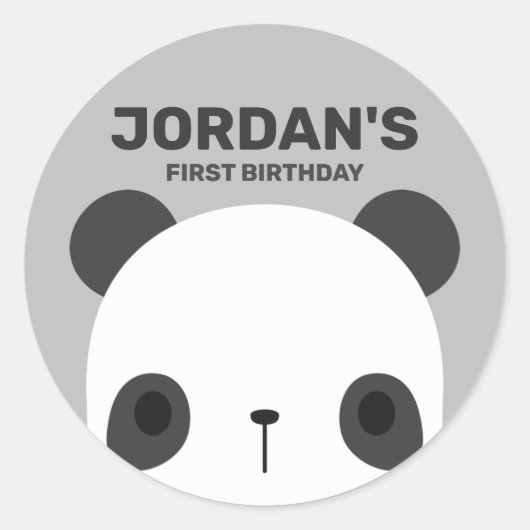 かわいい小さなパンダのクマパーソナライズされた名 ラウンドシール (正面)
