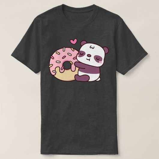 かわいい小さなパンダハギングドーナツ Tシャツ (デザイン正面)