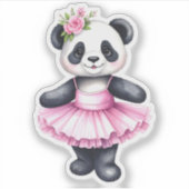 かわいい小さなパンダバレリーナ踊りバレエ シール (正面)
