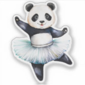 かわいい小さなパンダバレリーナ踊りバレエ シール (正面)