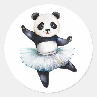 かわいい小さなパンダバレリーナ踊りバレエ ラウンドシール
