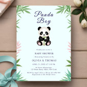 かわいい小さなパンダ男の子の赤ちゃんシャワー 招待状