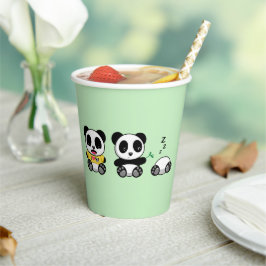 かわいい小さなパンドラ(PANDA)をグリーン 紙コップ