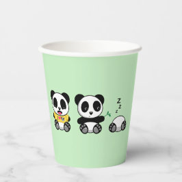 かわいい小さなパンドラ(PANDA)をグリーン 紙コップ