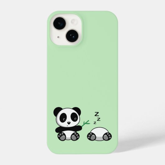 かわいい小さなパンドラ(PANDA)をグリーン iPhoneケース (裏面)