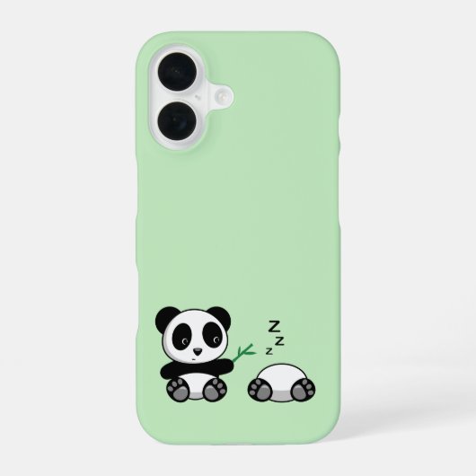 かわいい小さなパンドラ(PANDA)をグリーン iPhone 16ケース (裏面)