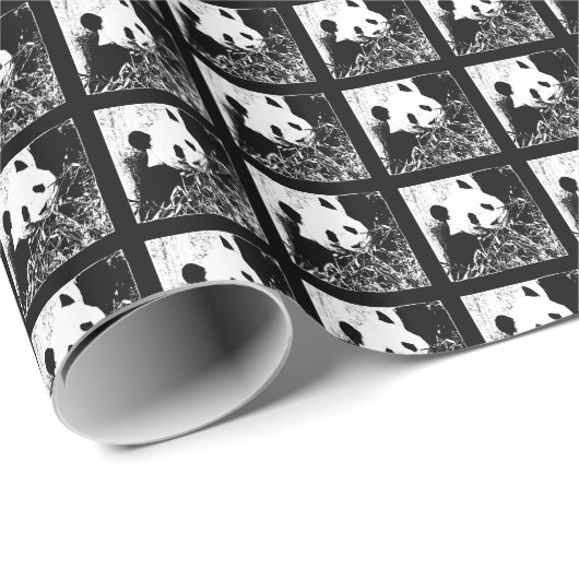 かわいい小さなパンドラ(PANDAS)白黒 ラッピングペーパー (ロールコーナー)