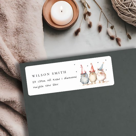 かわいい小さなパーティー鳥の子供の誕生日アドレス ラベル