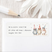 かわいい小さなパーティー鳥の子供の誕生日アドレス ラベル (インサイチュ)