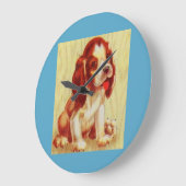 かわいい小さなビーグルの子犬 ラージ壁時計 (傾斜)