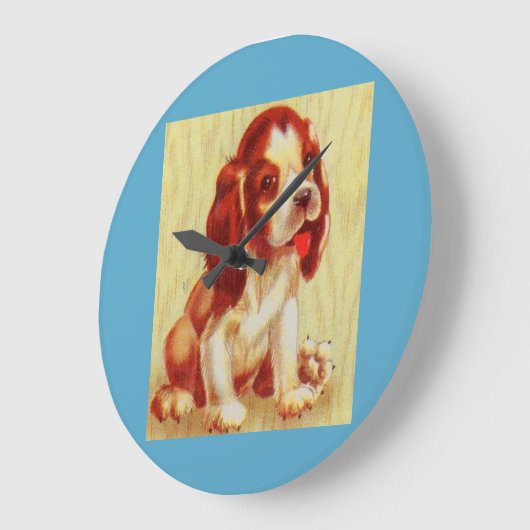 かわいい小さなビーグルの子犬 ラージ壁時計 (傾斜)