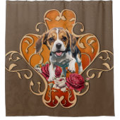 かわいい小さなビーグル。 シャワーカーテン (正面)