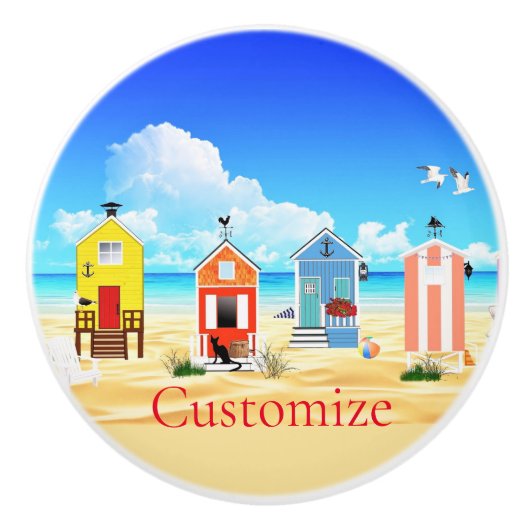 かわいい小さなビーチシャックサンダー_コーブ セラミックノブ (正面)