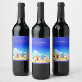 かわいい小さなビーチシャックサンダー_コーブ ワインラベル (ボトル)