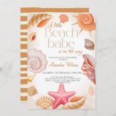 かわいい小さなビーチベビーシャワー 招待状 (正面/裏面)