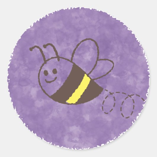 かわいい小さなビー飛んでいるウォーター色の赤ちゃんシャワー ラウンドシール (正面)