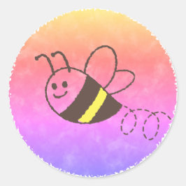 かわいい小さなビー飛んでいるウォーター色の赤ちゃんシャワー ラウンドシール