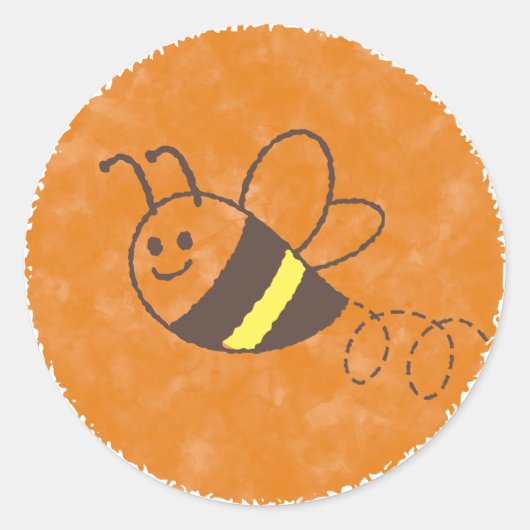 かわいい小さなビー飛んでいるウォーター色の赤ちゃんシャワー ラウンドシール (正面)