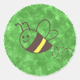 かわいい小さなビー飛んでいるウォーター色の赤ちゃんシャワー ラウンドシール