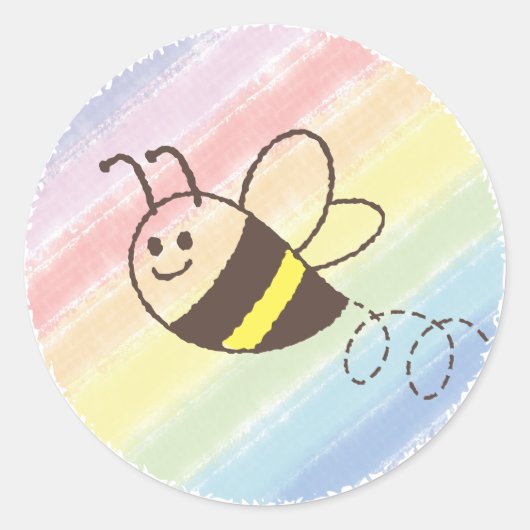 かわいい小さなビー飛んでいるウォーター色の赤ちゃんシャワー ラウンドシール (正面)