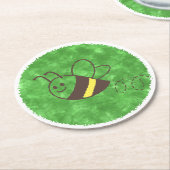 かわいい小さなビー飛んでいるウォーター色の赤ちゃんシャワー ラウンドペーパーコースター (アングル)