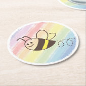 かわいい小さなビー飛んでいるウォーター色の赤ちゃんシャワー ラウンドペーパーコースター (アングル)