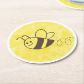 かわいい小さなビー飛んでいるウォーター色の赤ちゃんシャワー ラウンドペーパーコースター (アングル)