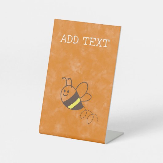 かわいい小さなビー飛んでいるウォーター色の赤ちゃんシャワー 台座サイン (正面)