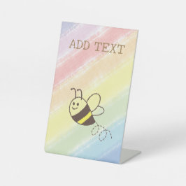 かわいい小さなビー飛んでいるウォーター色の赤ちゃんシャワー 台座サイン