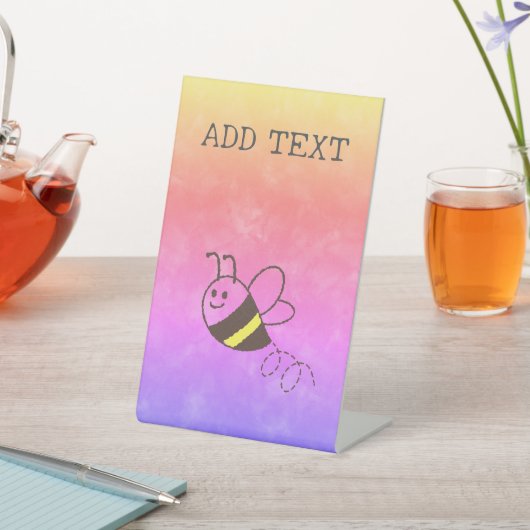 かわいい小さなビー飛んでいるウォーター色の赤ちゃんシャワー 台座サイン (インサイチュ)