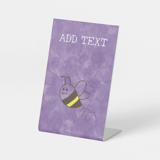 かわいい小さなビー飛んでいるウォーター色の赤ちゃんシャワー 台座サイン (正面)