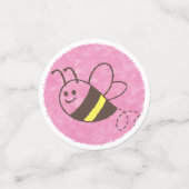 かわいい小さなビー飛んでいるピンクウォーター色ベビーシャワー コンフェッティ (スモール正面)