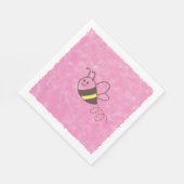 かわいい小さなビー飛んでいるピンクウォーター色ベビーシャワー スタンダードランチョンナプキン (角)