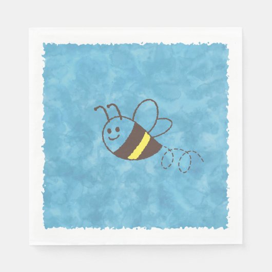 かわいい小さなビー飛んでいるブルーウォーター色ベビーシャワー スタンダードランチョンナプキン (正面)