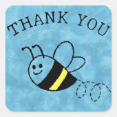 かわいい小さなビー飛んでいるブルーベビーシャワー スクエアシール (正面)