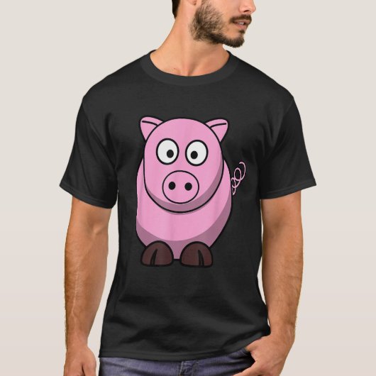 かわいい小さなピギーセーター!ハッピーブタ漫画プリント Tシャツ (正面)