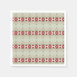 かわいい小さなピンクと赤のフローラアクセント スタンダードカクテルナプキン