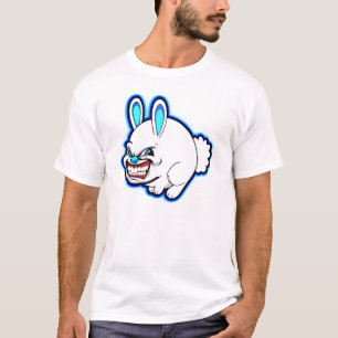 かわいい小さなピンクのアップルバニー(青) Tシャツ